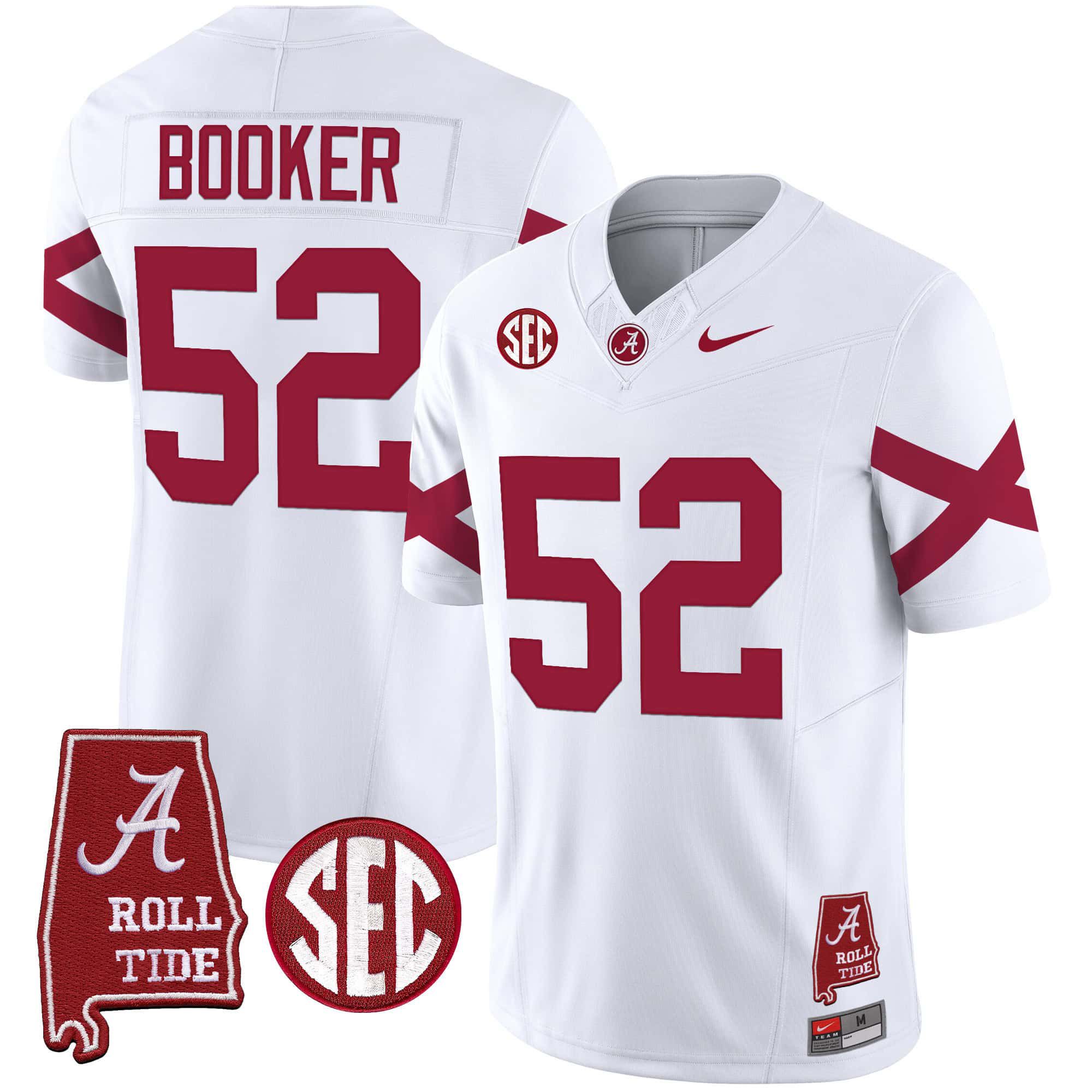 Men Alabama Crimson Tide #52 Booker White Map Vapor Limited 2024 Nike NCAA Jersey